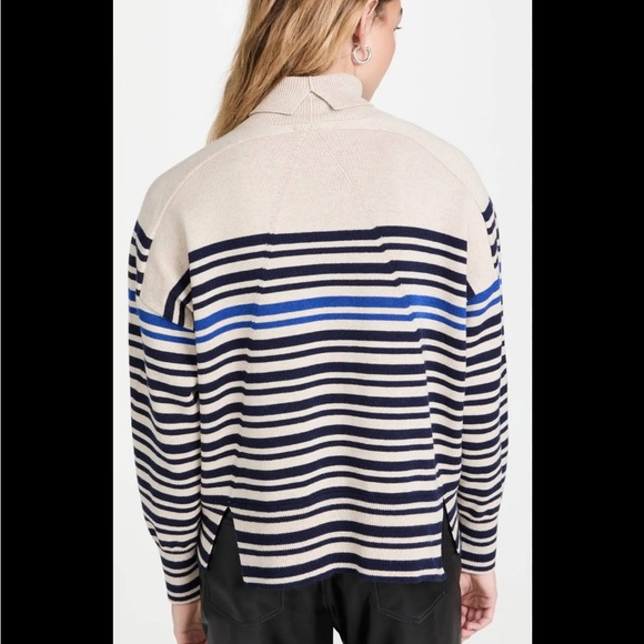 RAG & BONE Ann Striped Turtleneck Sweater Cotton Cashmere Knit Top XS Oversized - Picture 2 of 14